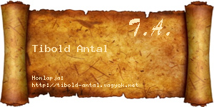 Tibold Antal névjegykártya